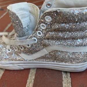 Vans gently worn gold glitter high top size 6.0